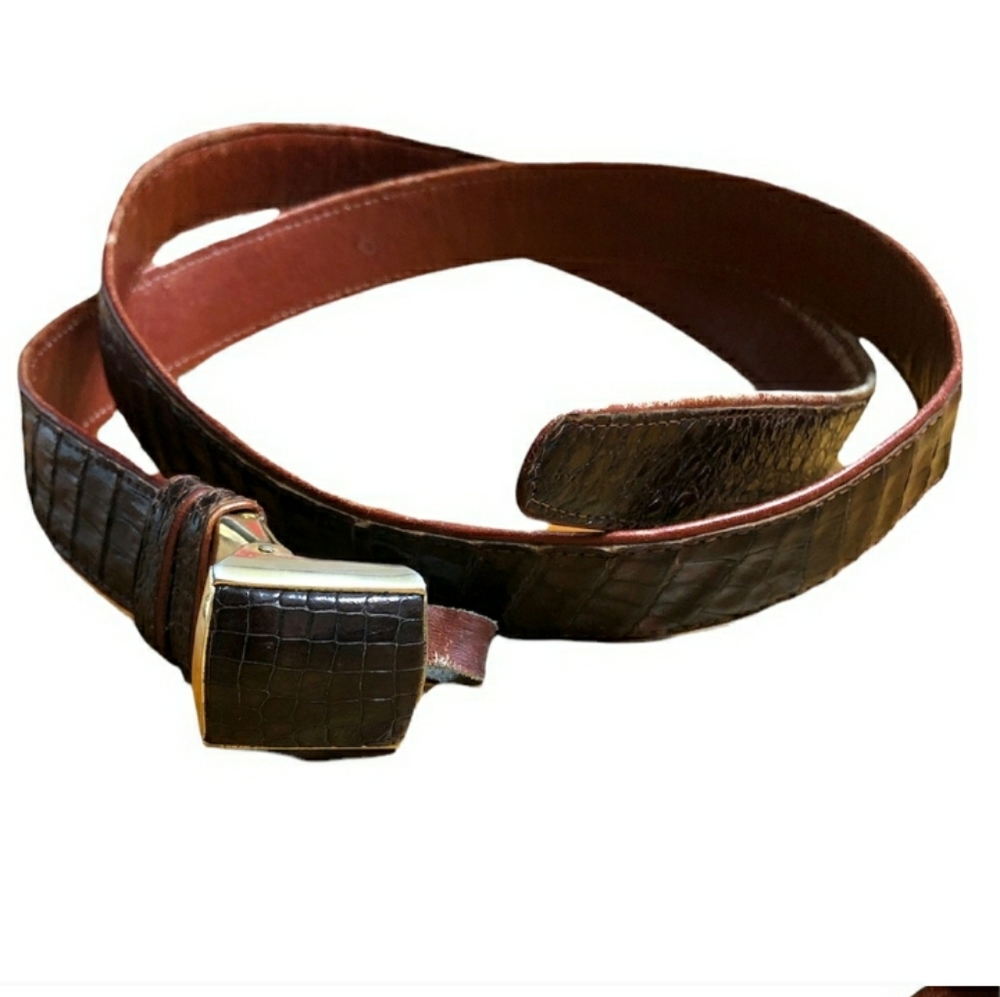 L.F.B. Oxblood Crocodile Belt Self Locking Buckle VintageVintage!